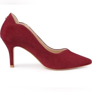 Allegra K Women's Pointed Toe Pull on Stiletto Heels Pumps- Burgundy. Size 8